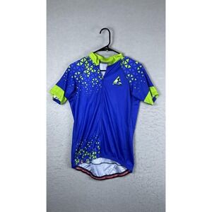 Headsweats TriFest For MS Cycling Jersey Mens Medium Blue Full Zip Short Sleeve